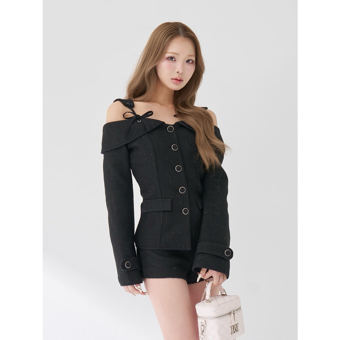 ダーリッチ Darich ボンディングツイードオフショルチュニック