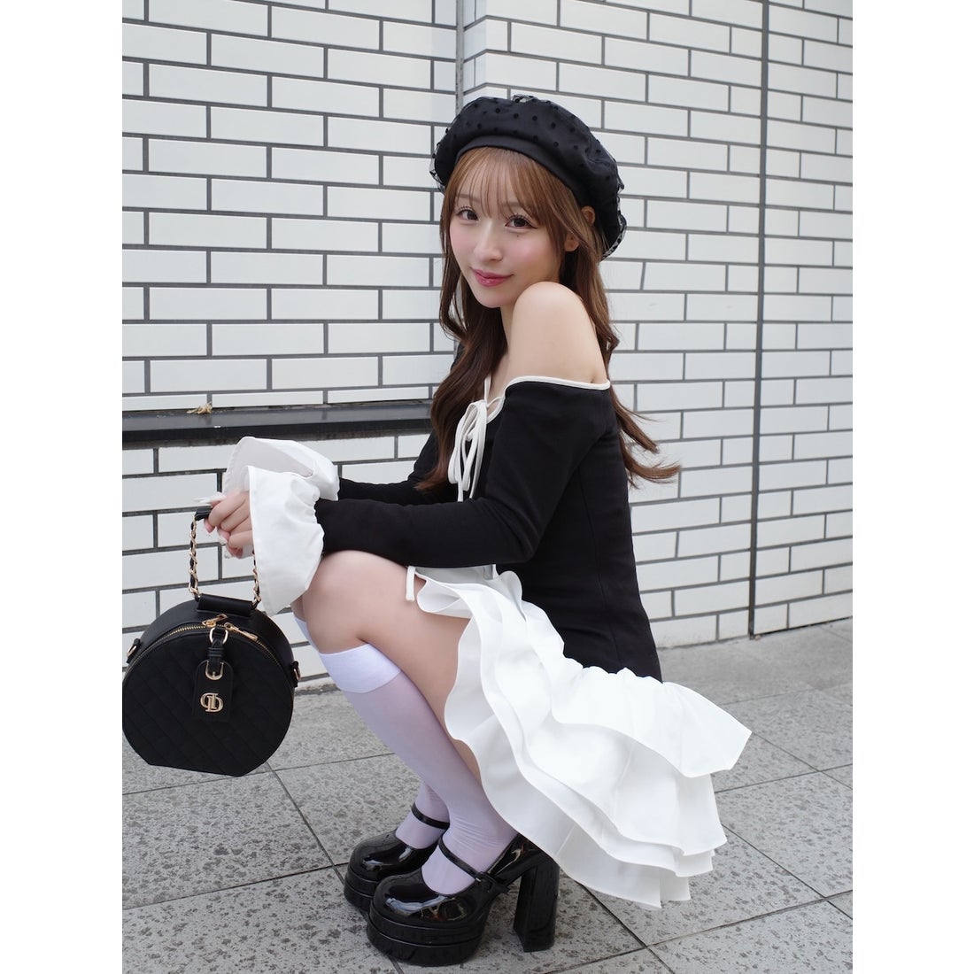 ダーリッチ Darich デザインネックリボンミニワンピース （ブラック