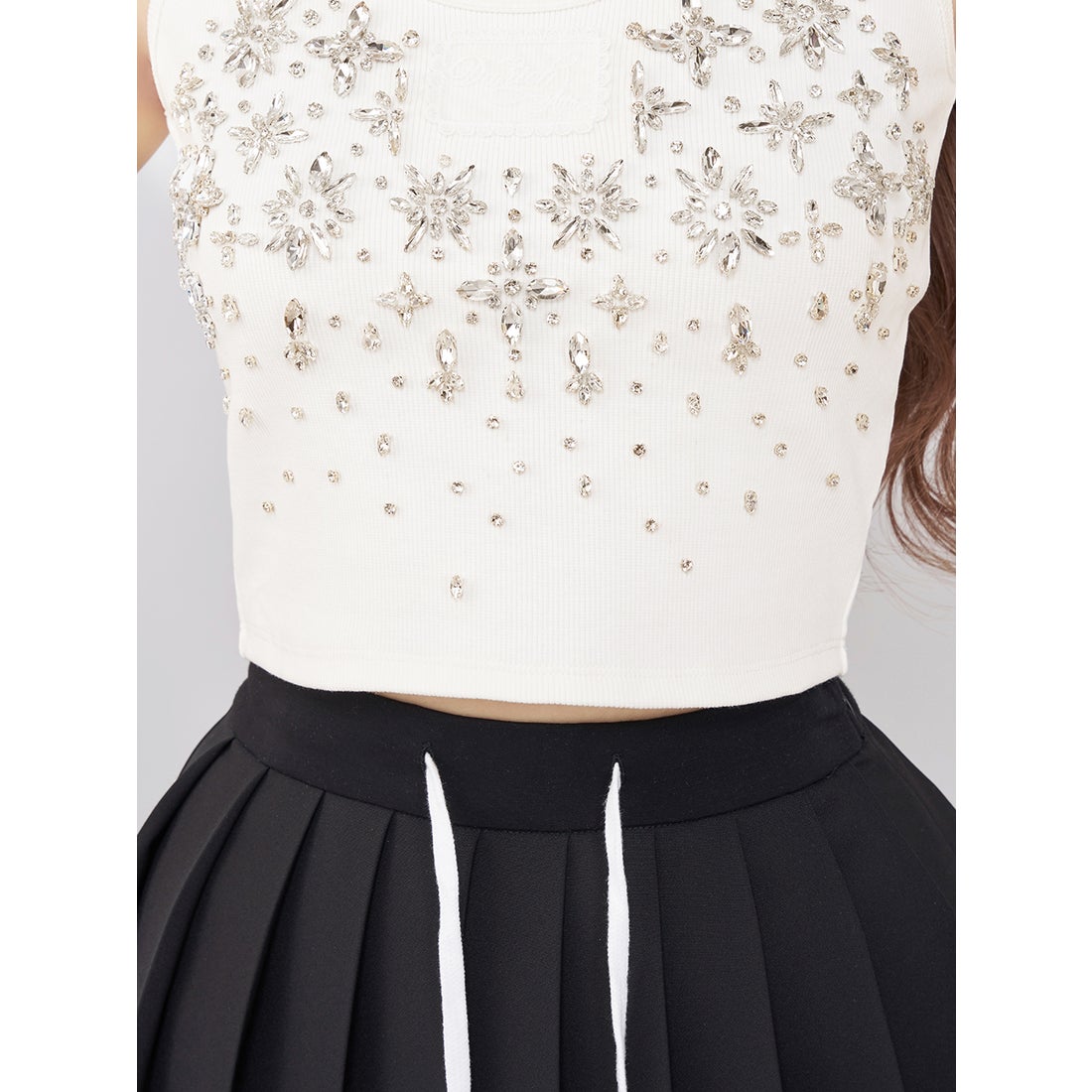 ダーリッチ Darich ジュエリーリブノースリトップス （グレー