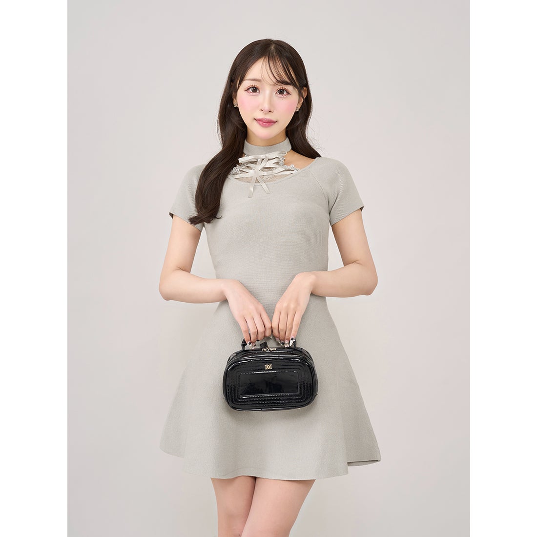 ダーリッチ Darich アメスリレースフレアニットミニワンピース