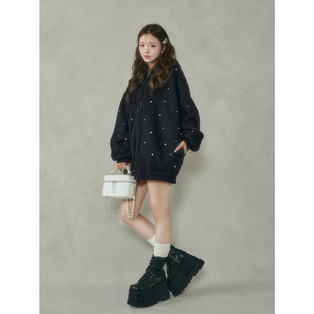 ダーリッチ Darich DDロゴビジュージップパーカー （グレー