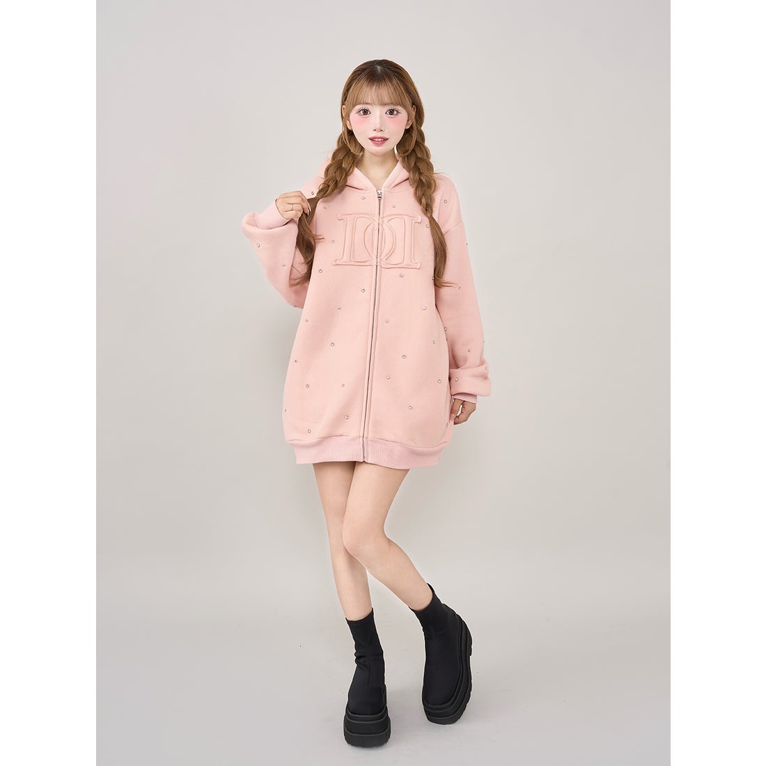 ダーリッチ Darich DDロゴビジュージップパーカー （ピンク