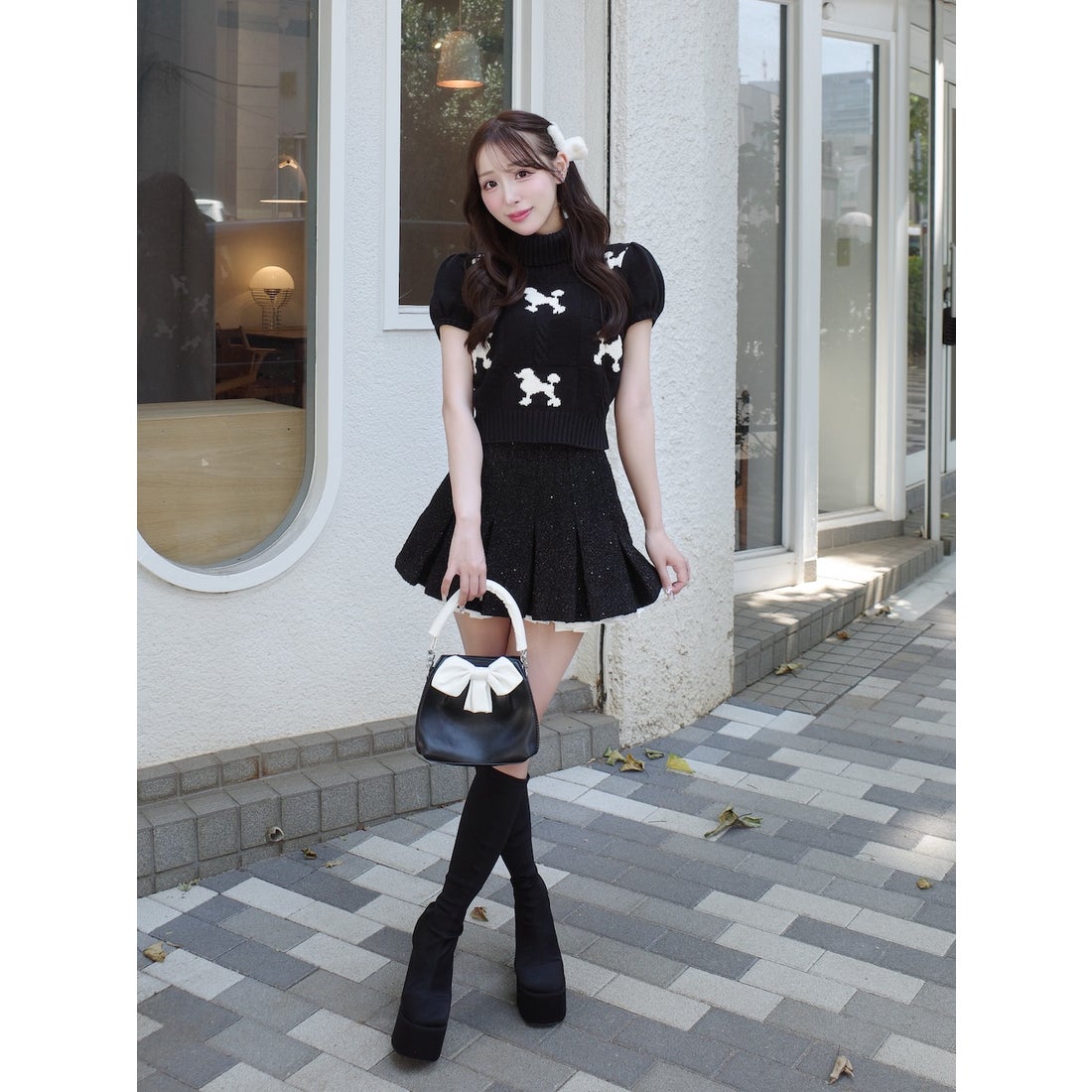 ダーリッチ Darich スパンコールツイードミニスカート （ブラック