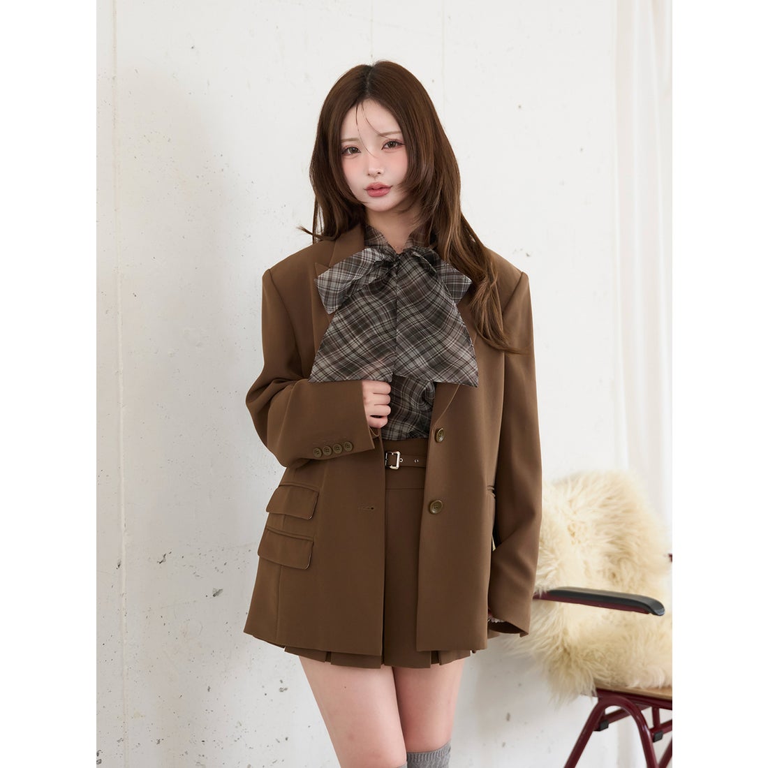 ダーリッチ Darich アシメポケットテーラードジャケット （ブラウン