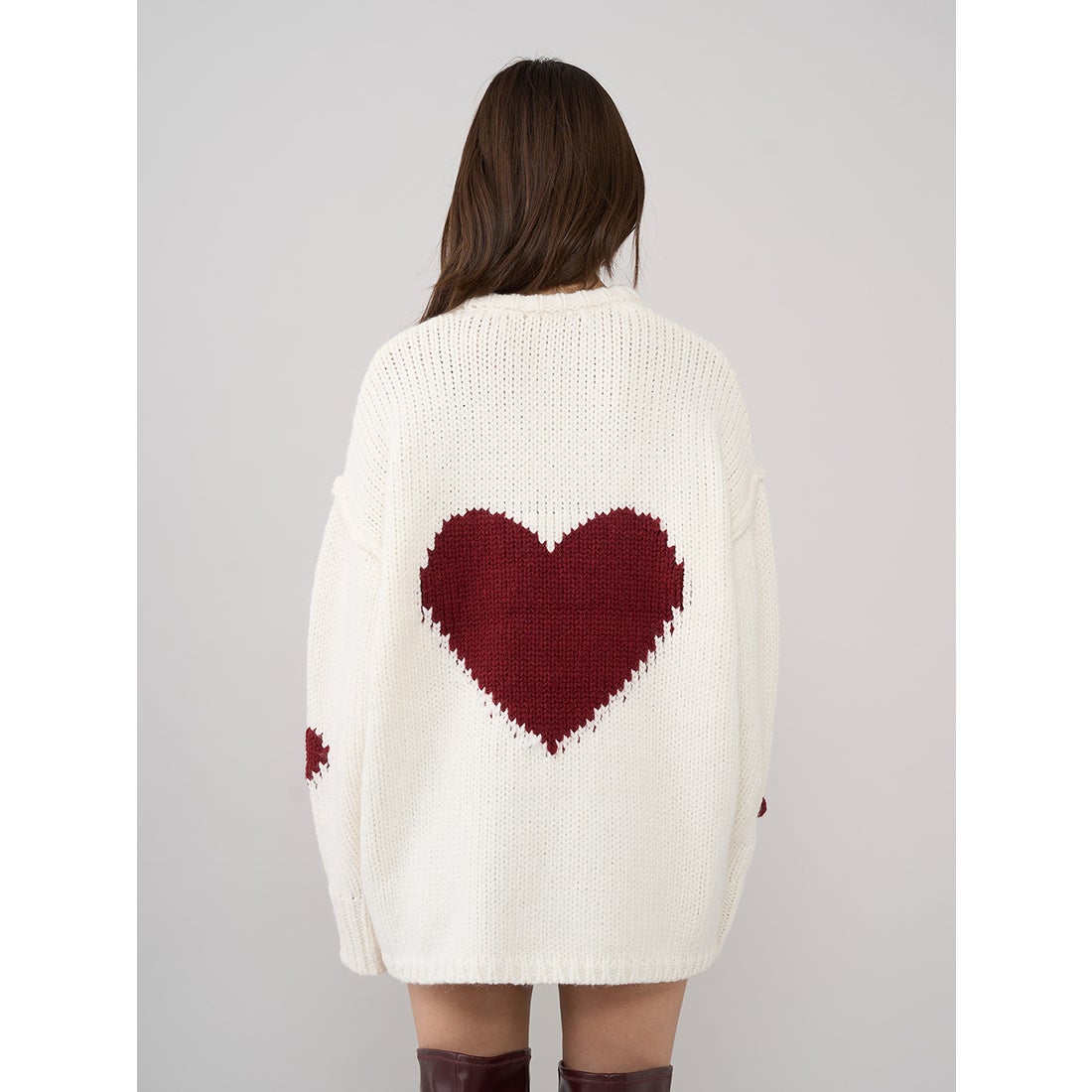 ダーリッチ Darich ハートロゴローゲージニットチュニック （グレー