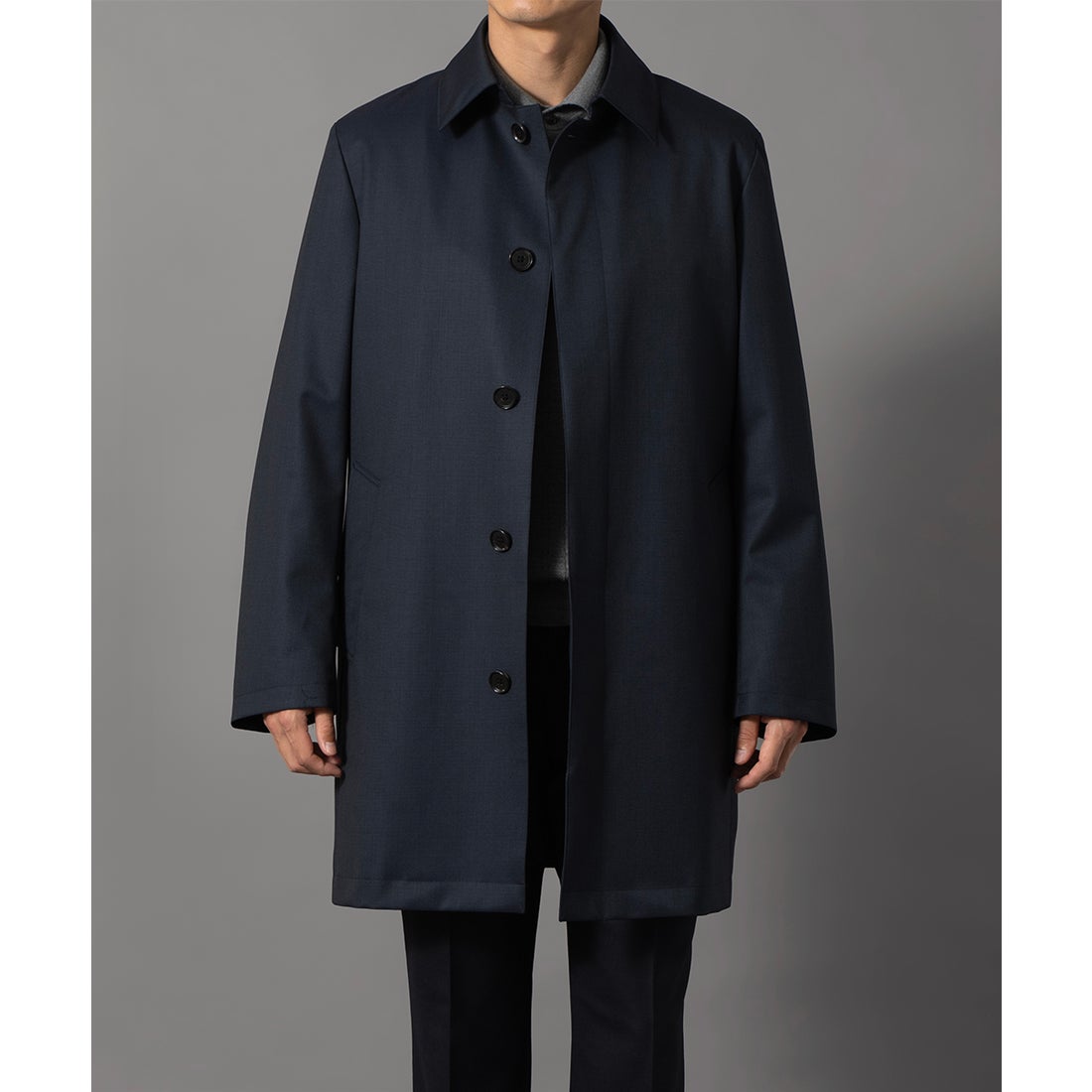 ピンヘッドステンカラーコート(ミドルレングス) （ネイビー） -D'URBAN