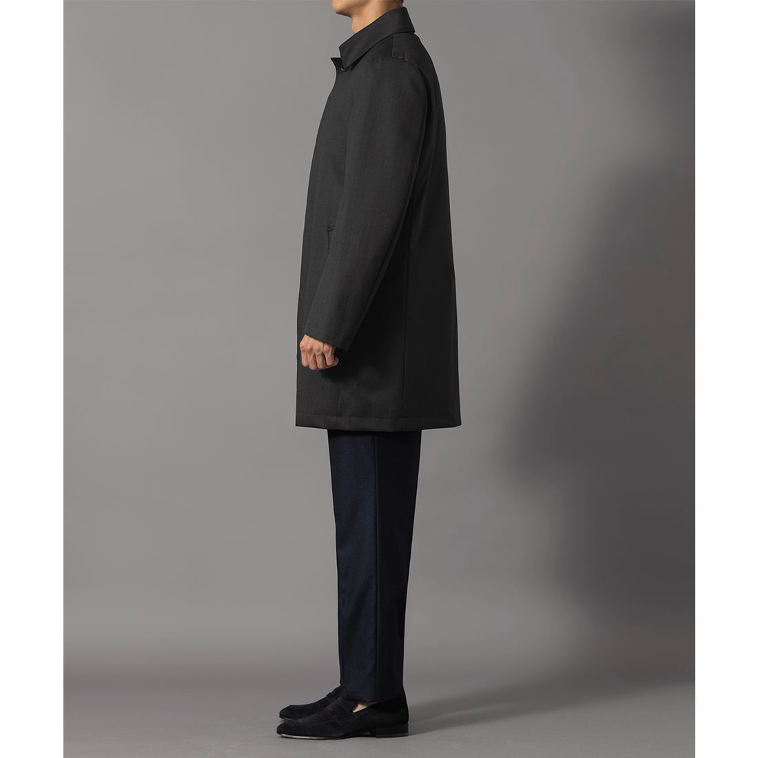 ピンヘッドステンカラーコート(ミドルレングス) （ネイビー） -D'URBAN