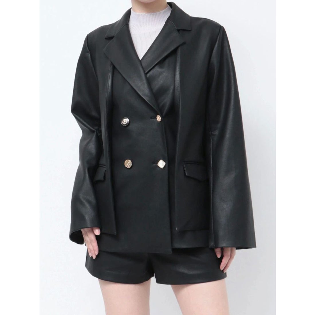 ダズリン dazzlin ダブルボタンケープテーラードジャケット （ブラック