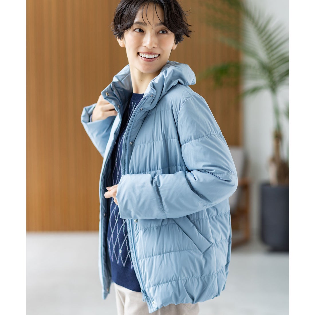 デコイ DECOY ショートダウンコート （ネイビー） - ファッション通販