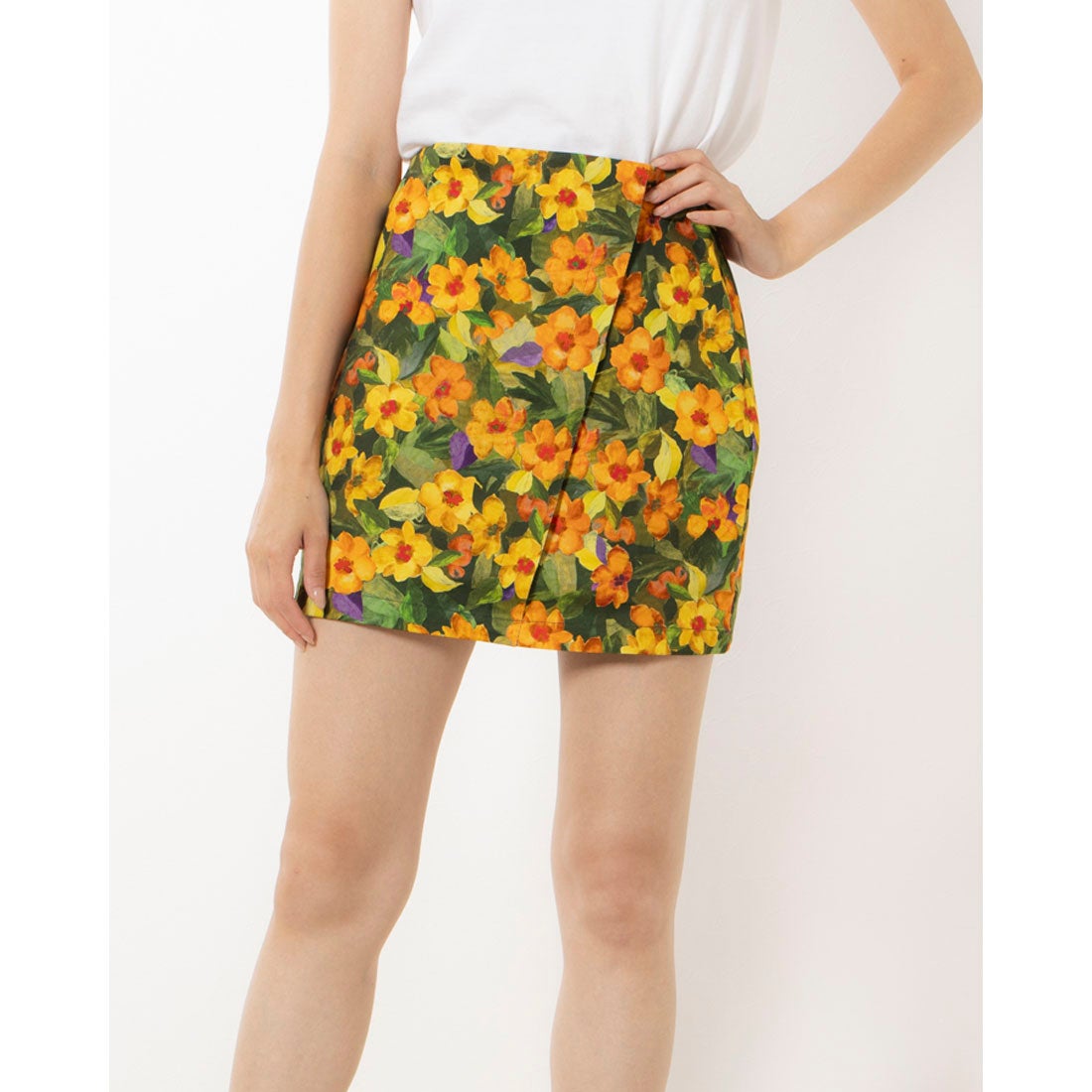 GIVENCHY 花柄タイトスカート オレンジ 花柄スカート GIVENCHY 花柄