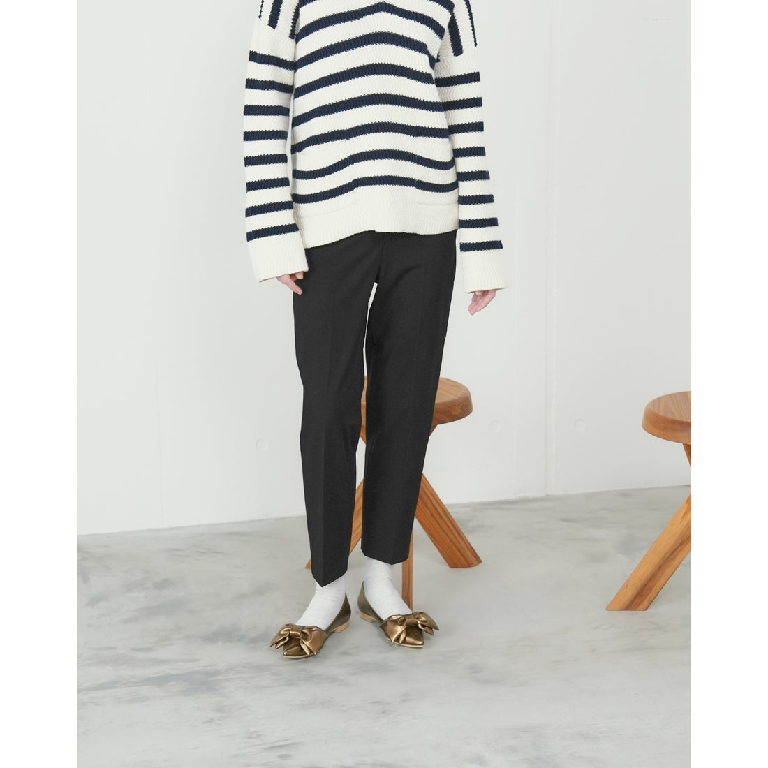 ビッグリボン フラットパンプス （ブロンズ マイラー） -Emma Francis