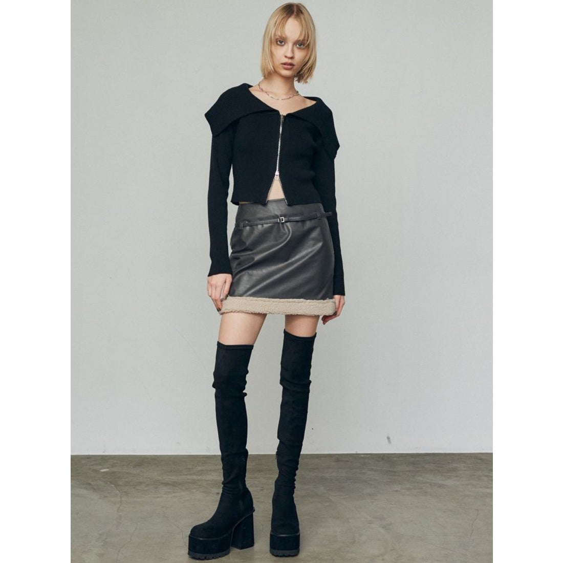 エモダ EMODA スクエアフィットロングブーツ （ブラック