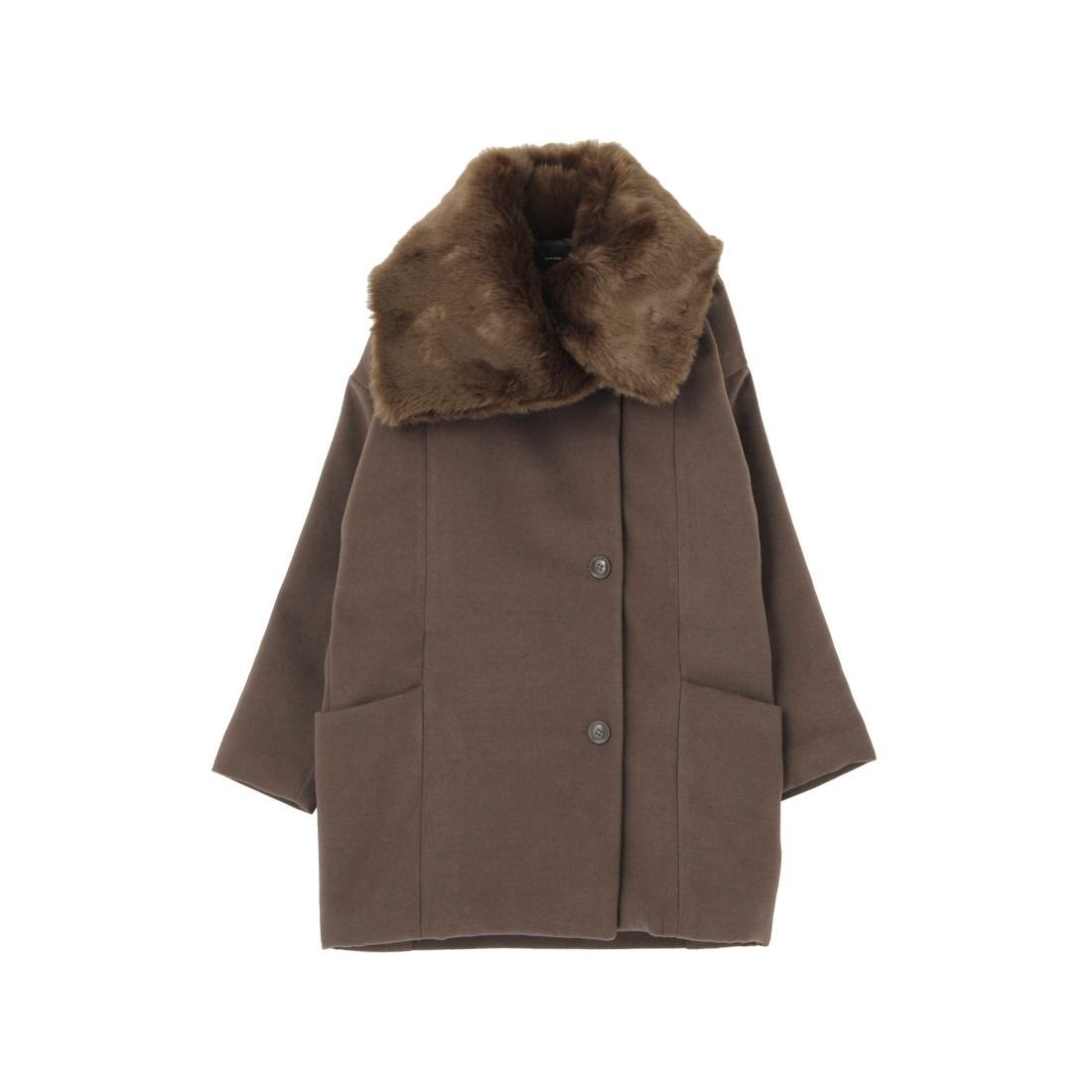 EMODA コクーン フェイクファー コート（ブラウン） -靴＆ファッション