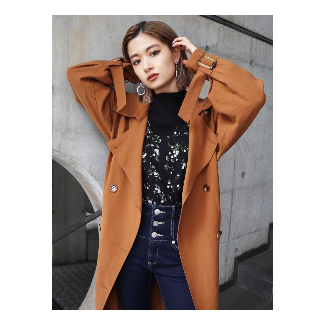 EMODA ロングトレンチコート（キャメル） -靴＆ファッション通販