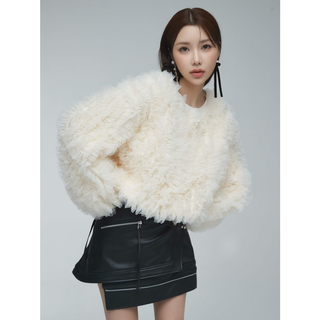 エイミーイストワール EIMY ISTOIRE フリルチュールニットプルオーバー