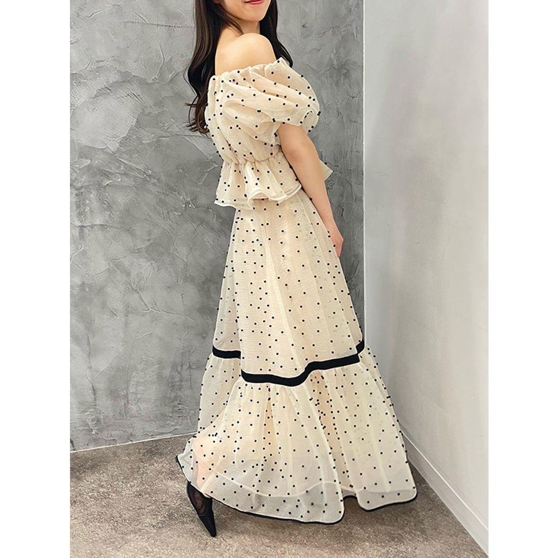 エイミーイストワール EIMY ISTOIRE パールスタッズボリュームフレア