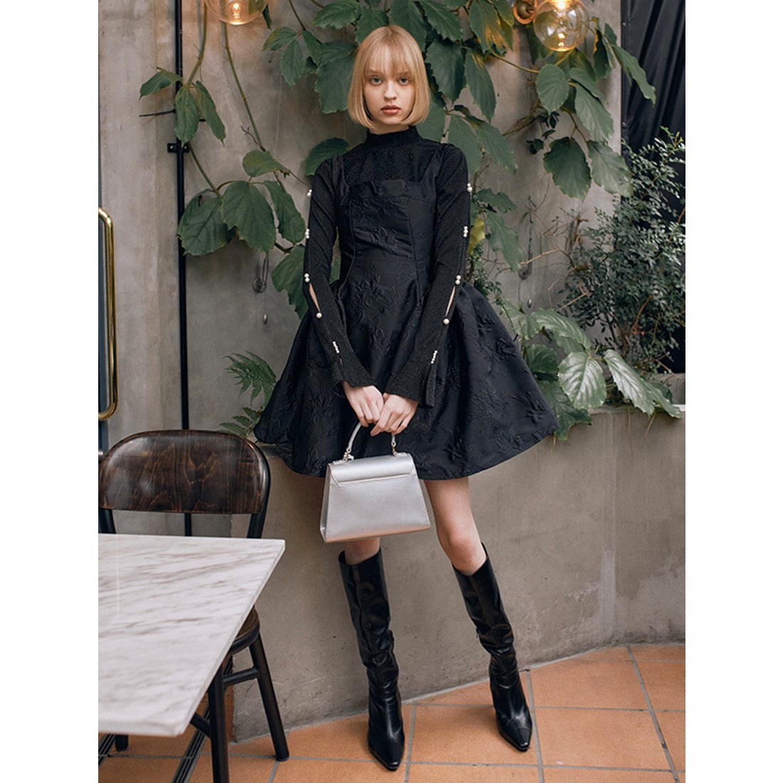 エイミーイストワール EIMY ISTOIRE ジャガードフラワーミニワンピース