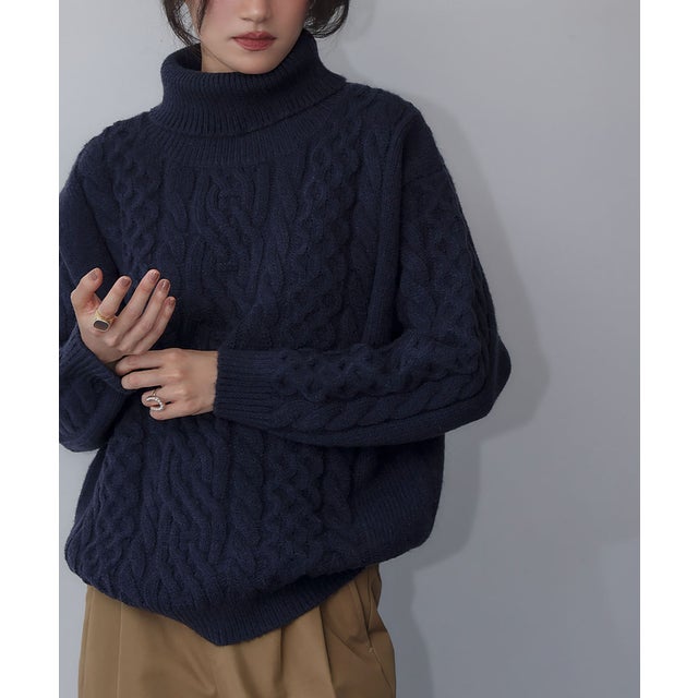 エルフランク ELFRANK タートルネック ケーブルニット プルオーバー