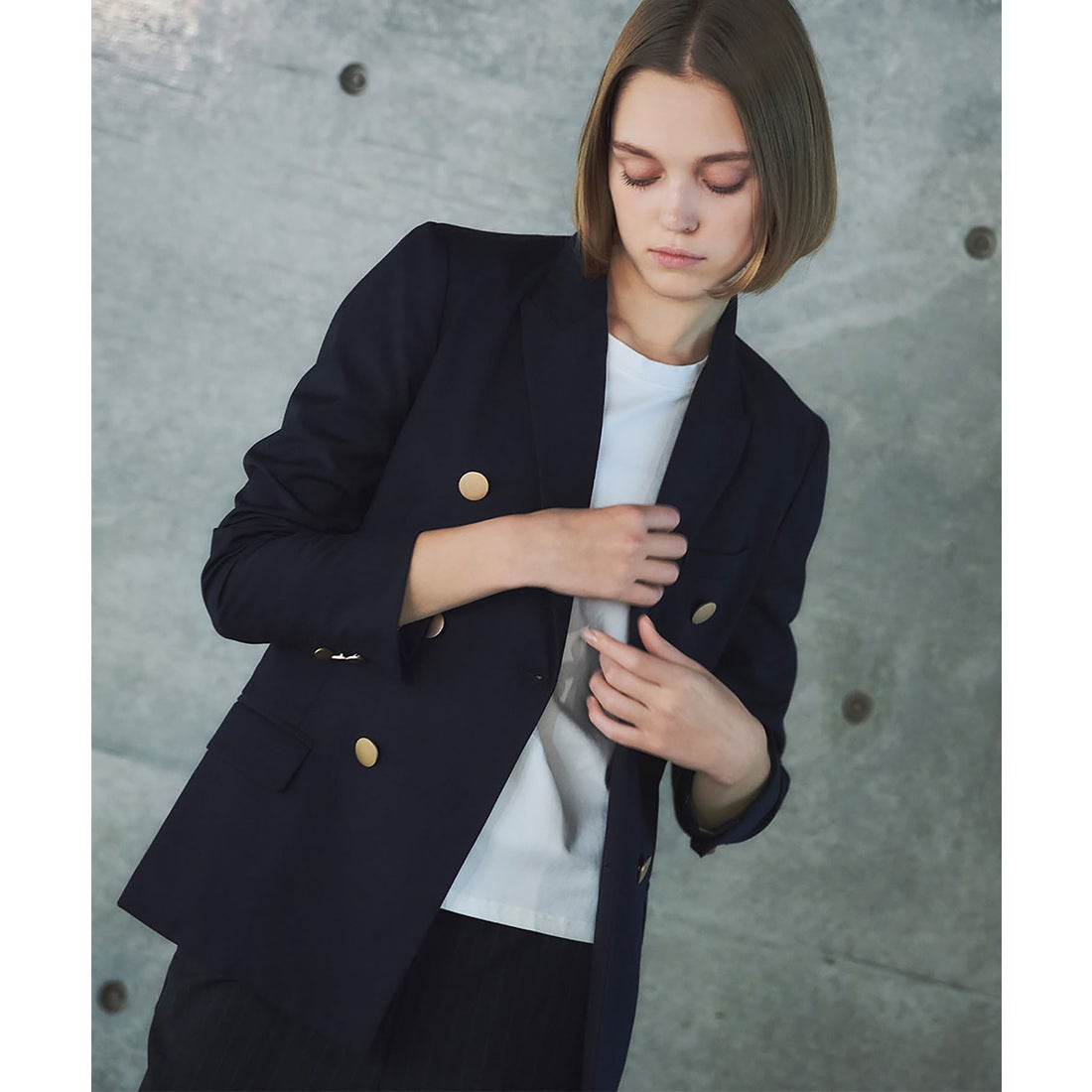 エルフランク ELFRANK 金ボタンミドル丈ダブルテーラードジャケット