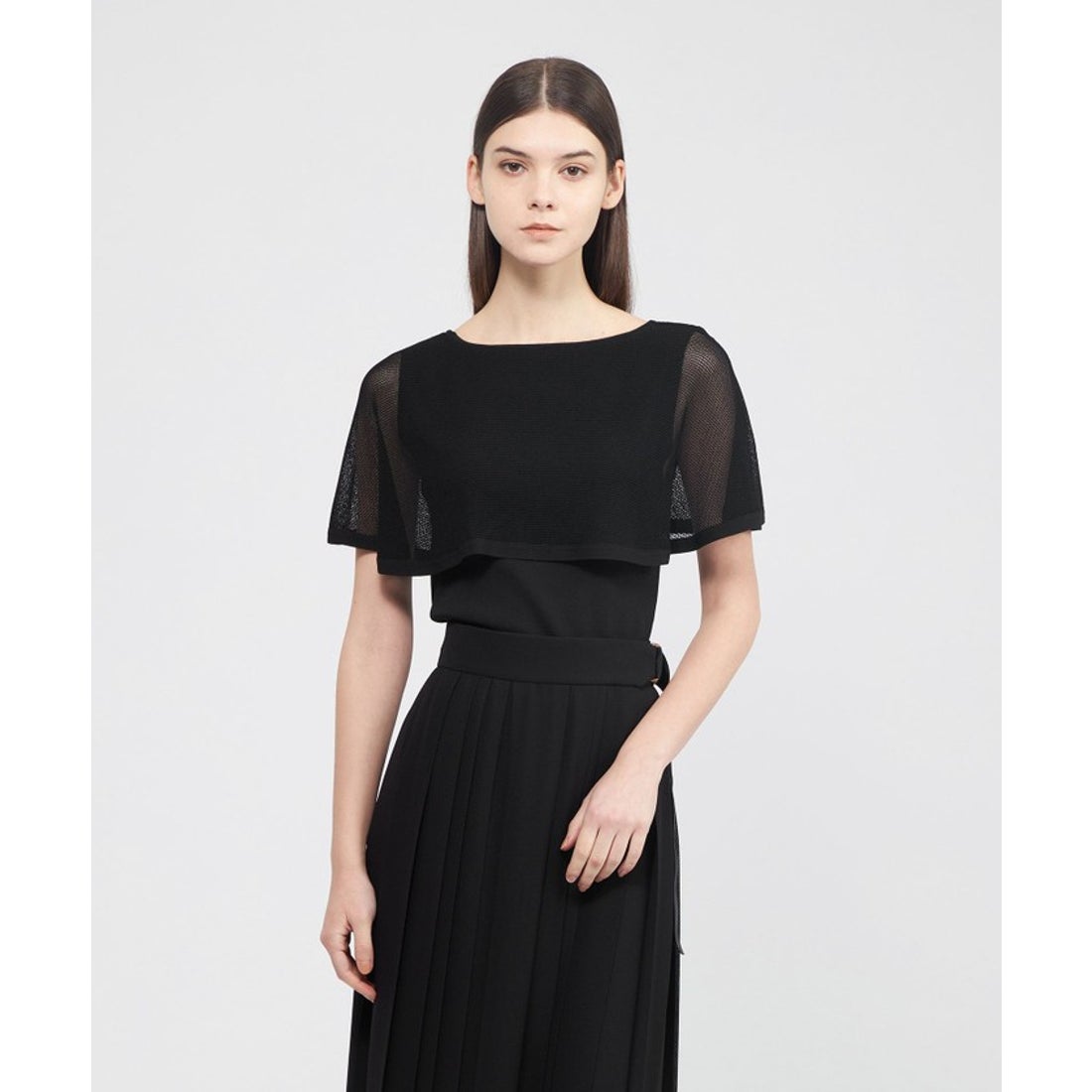 エポカ EPOCA メッシュレイヤード 2WAYニットプルオーバー （黒