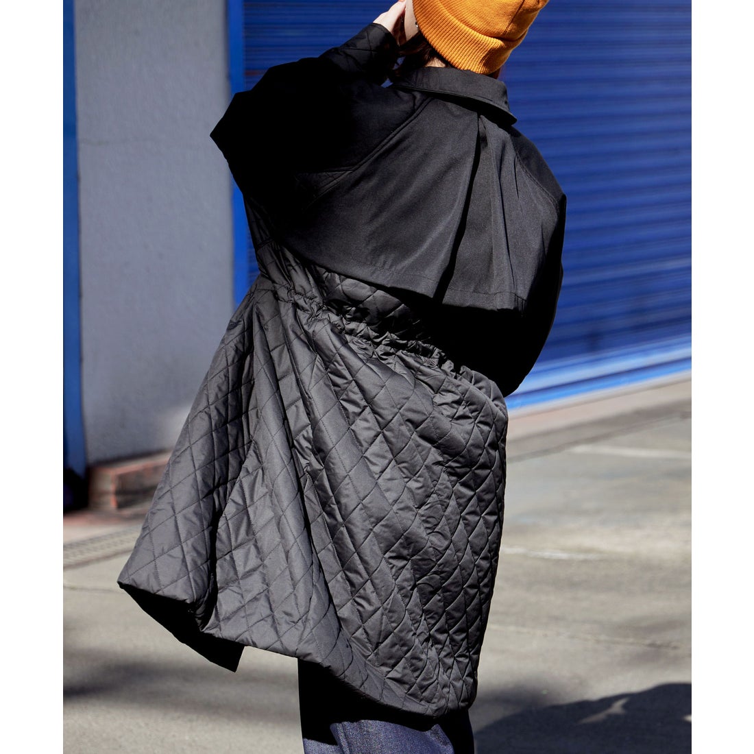 エトル etoll. キルティング切替オフラインコート （ブラック