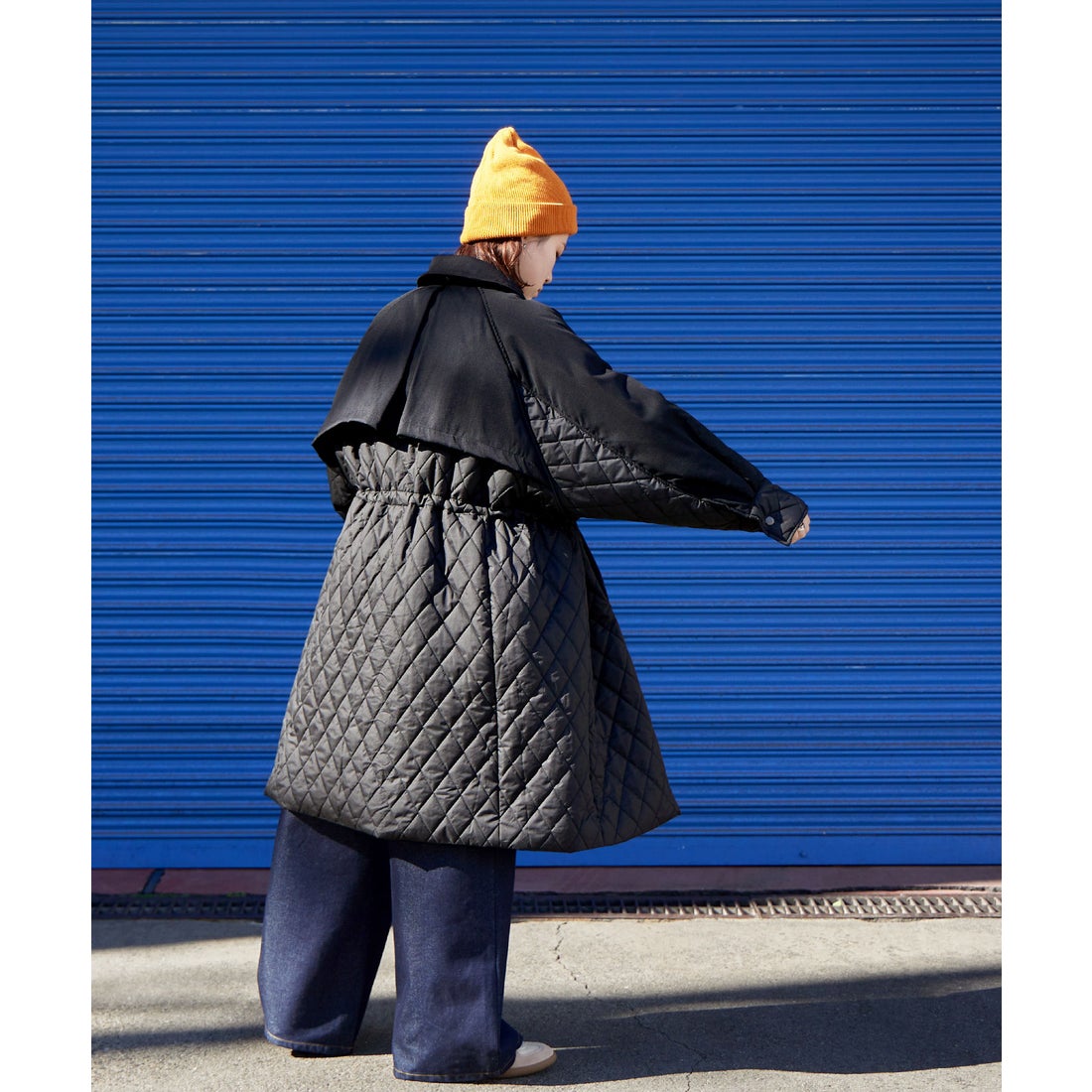 エトル etoll. キルティング切替オフラインコート （ブラック
