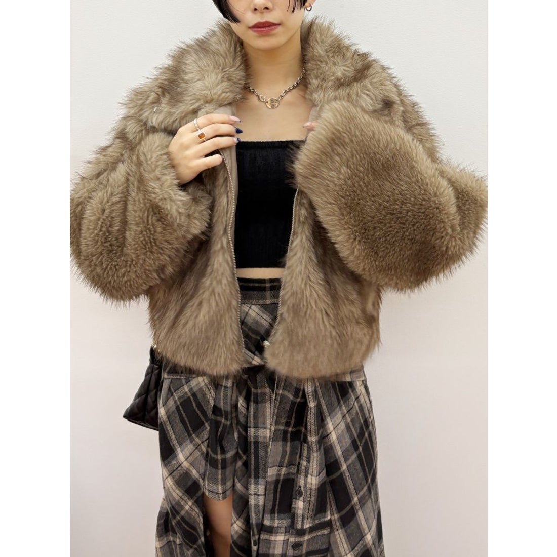 エヴリス EVRIS ファイクファーショートブルゾン （モカ