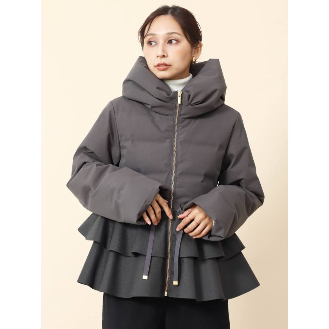 フェンネル FENNEL フレアペプラムダウンコート （ブラック） -靴