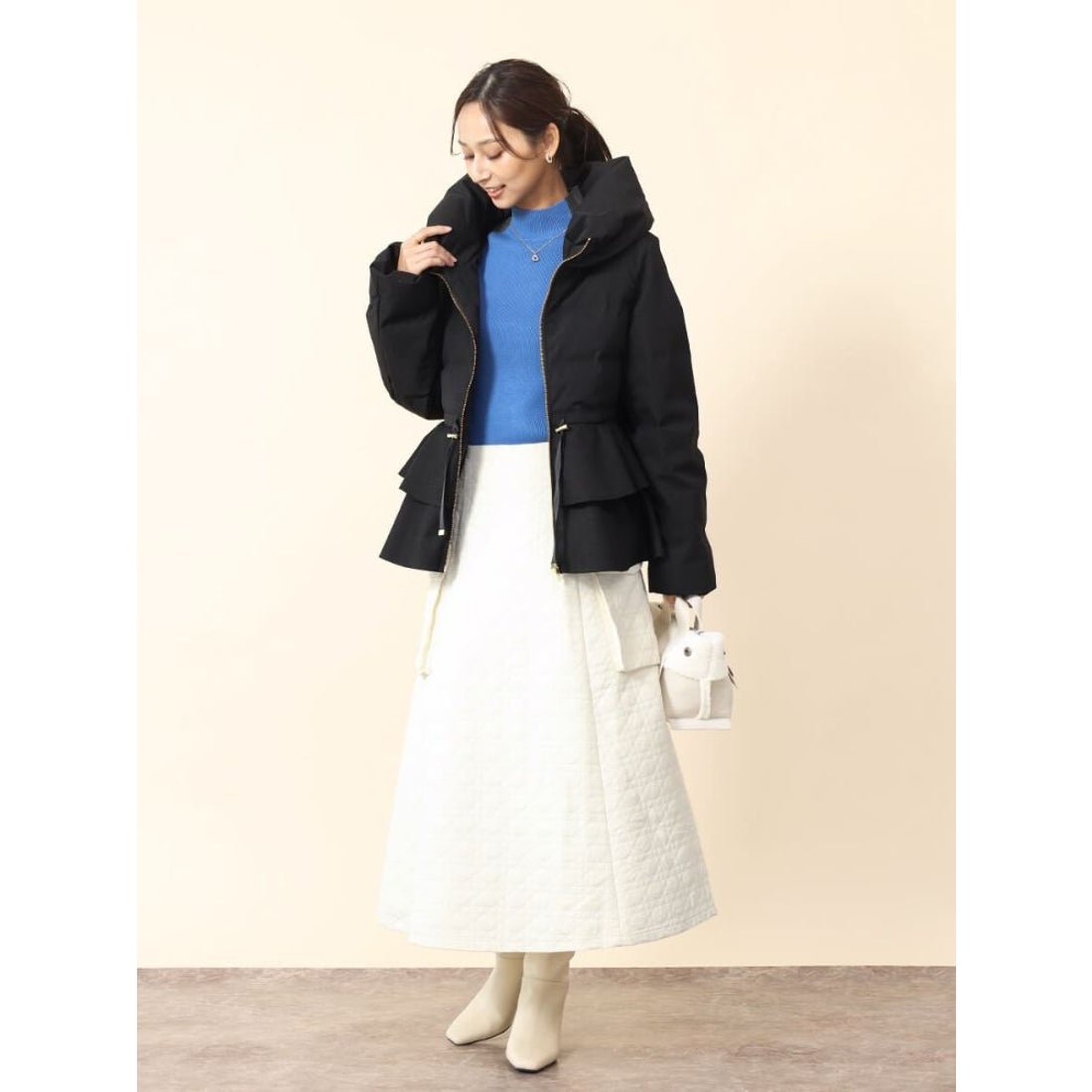 フェンネル FENNEL フレアペプラムダウンコート （チャコールグレー