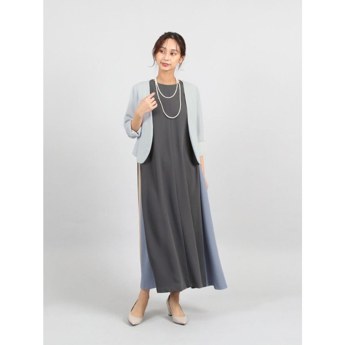 フェンネル FENNEL バイカラーAラインワンピース （ブラック