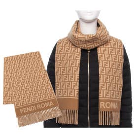 フェンディ FENDI マフラー フリンジ FFロゴ ベージュ レディース