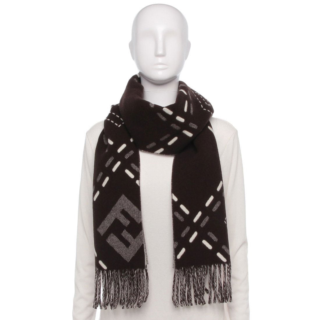 フェンディ FENDI マフラー FFロゴ ブラウン レディース FENDI FXT462