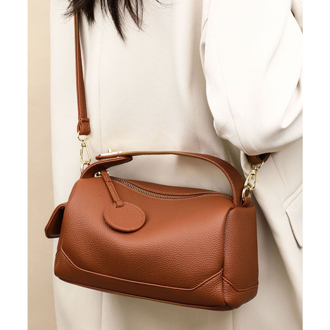 フロージュ florge 2WAY レザーライクワンポケットハンドバッグ