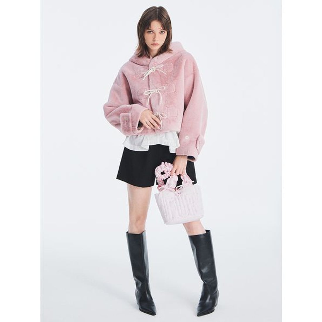 ファーファー FURFUR リボンショートダッフルコート （PNK