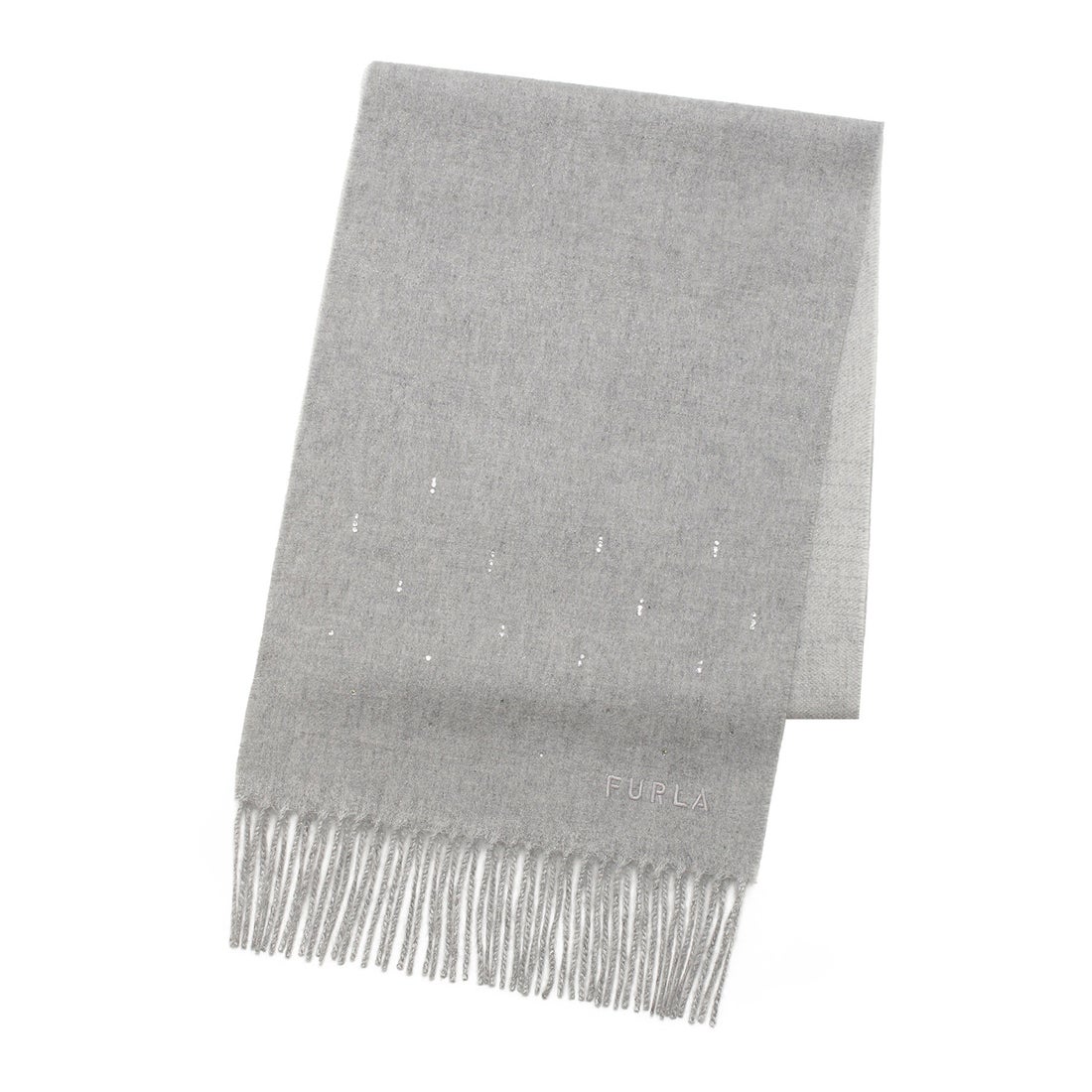 FURLA 【洗える】カシミヤ100％紡毛厚手マフラー 30×180cm ラメライン