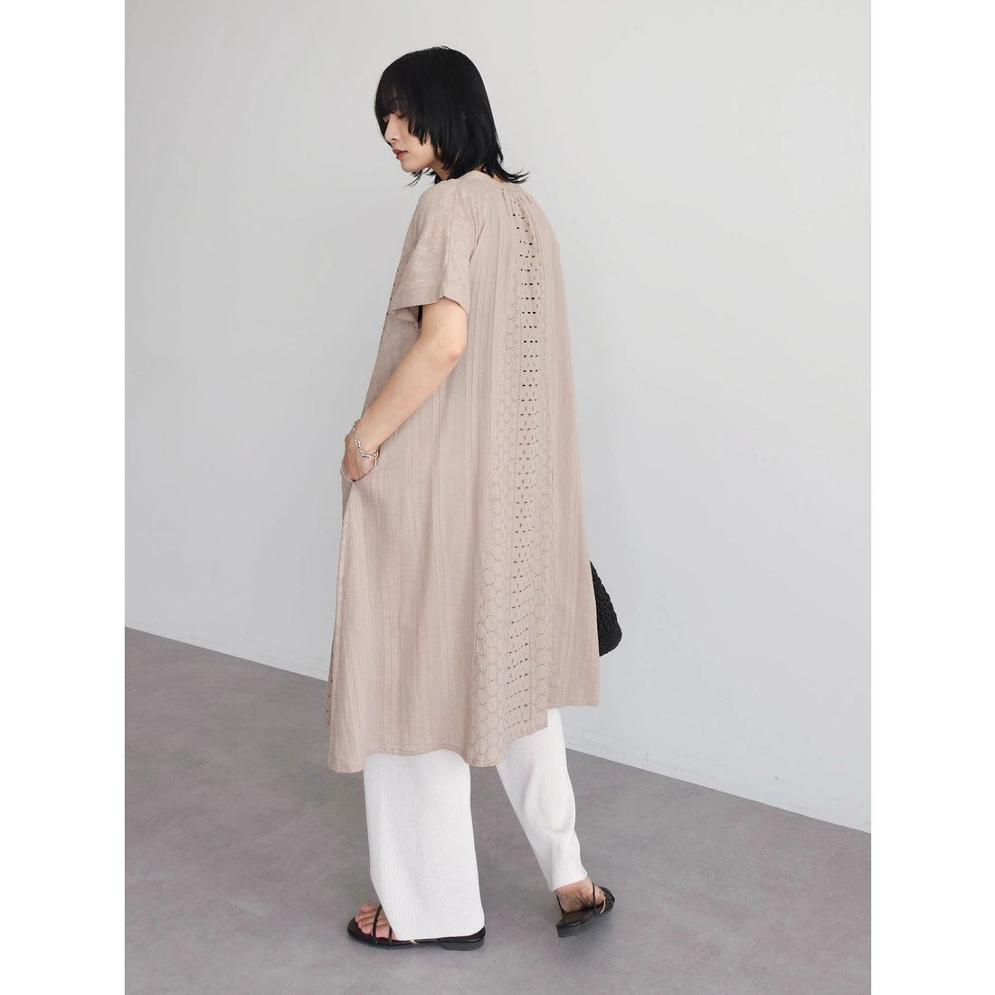 グリーン パークス Green Parks I パッチワーク刺繍チュニック （モカ