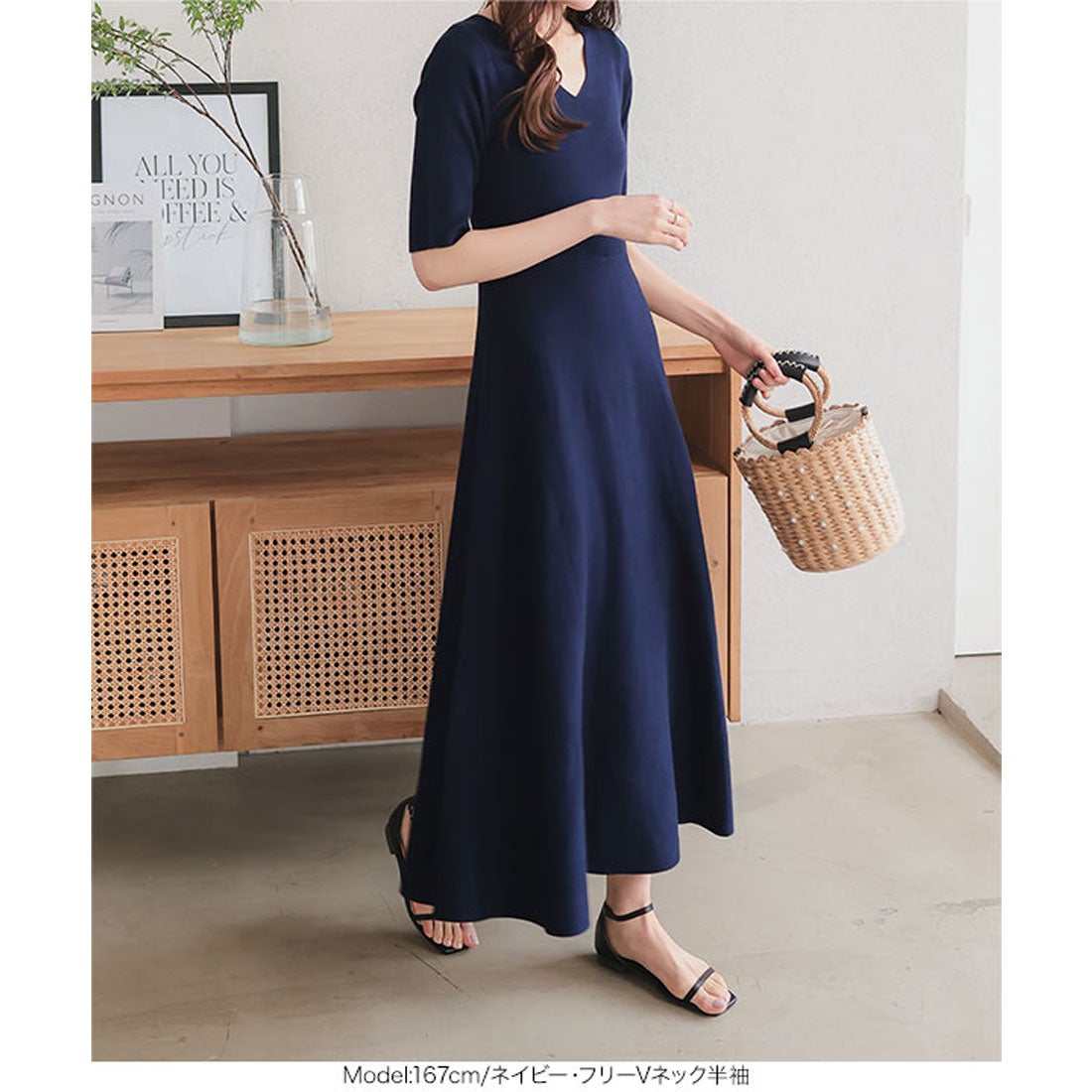 コウベレタス KOBE LETTUCE フィット＆フレアニットワンピース【V