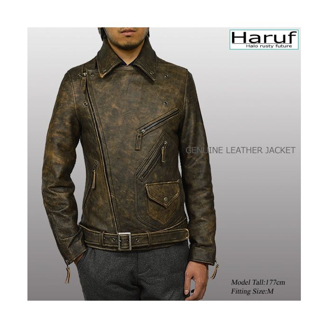 ハルフ Haruf 本革 レザージャケット ダブルライダースジャケット 革