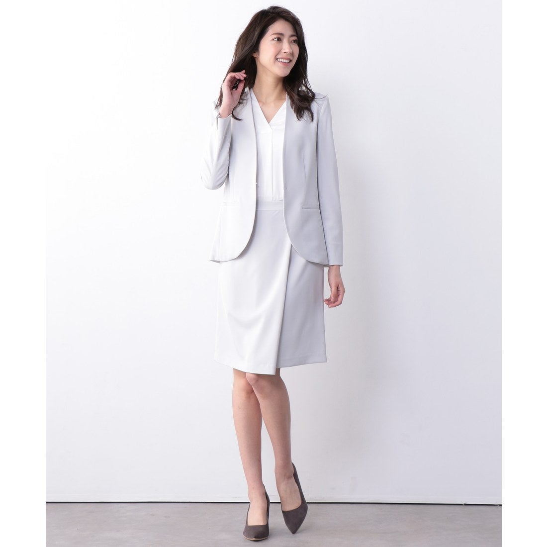 ICB 【セットアップ】Fied ノーカラージャケット （ネイビー系） -靴