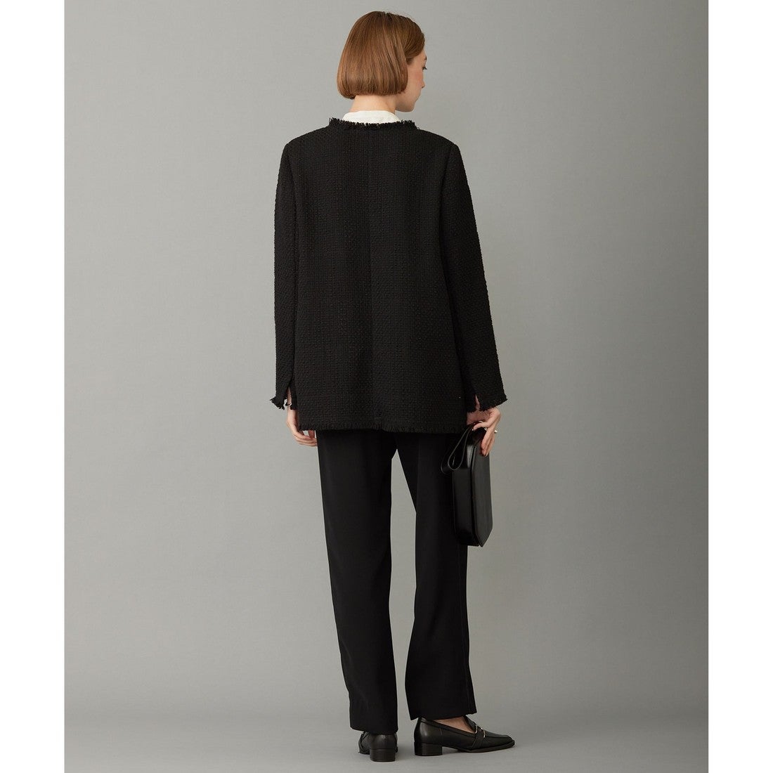 ICB ロービングツイード ノーカラージャケット （ブラック系