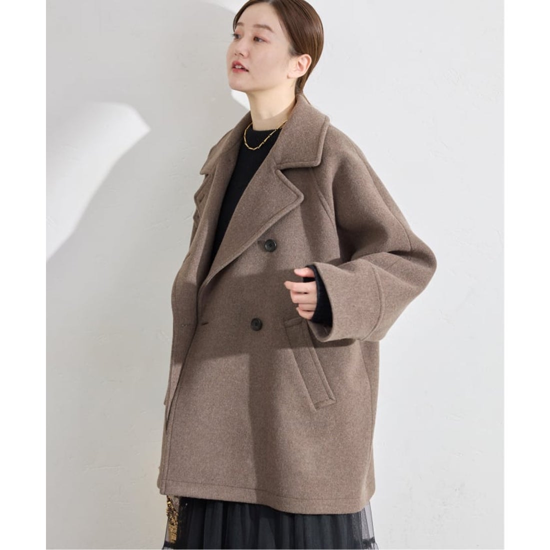 イエナ IENA ダブルブレストハーフコート （ブラウン） -ファッション