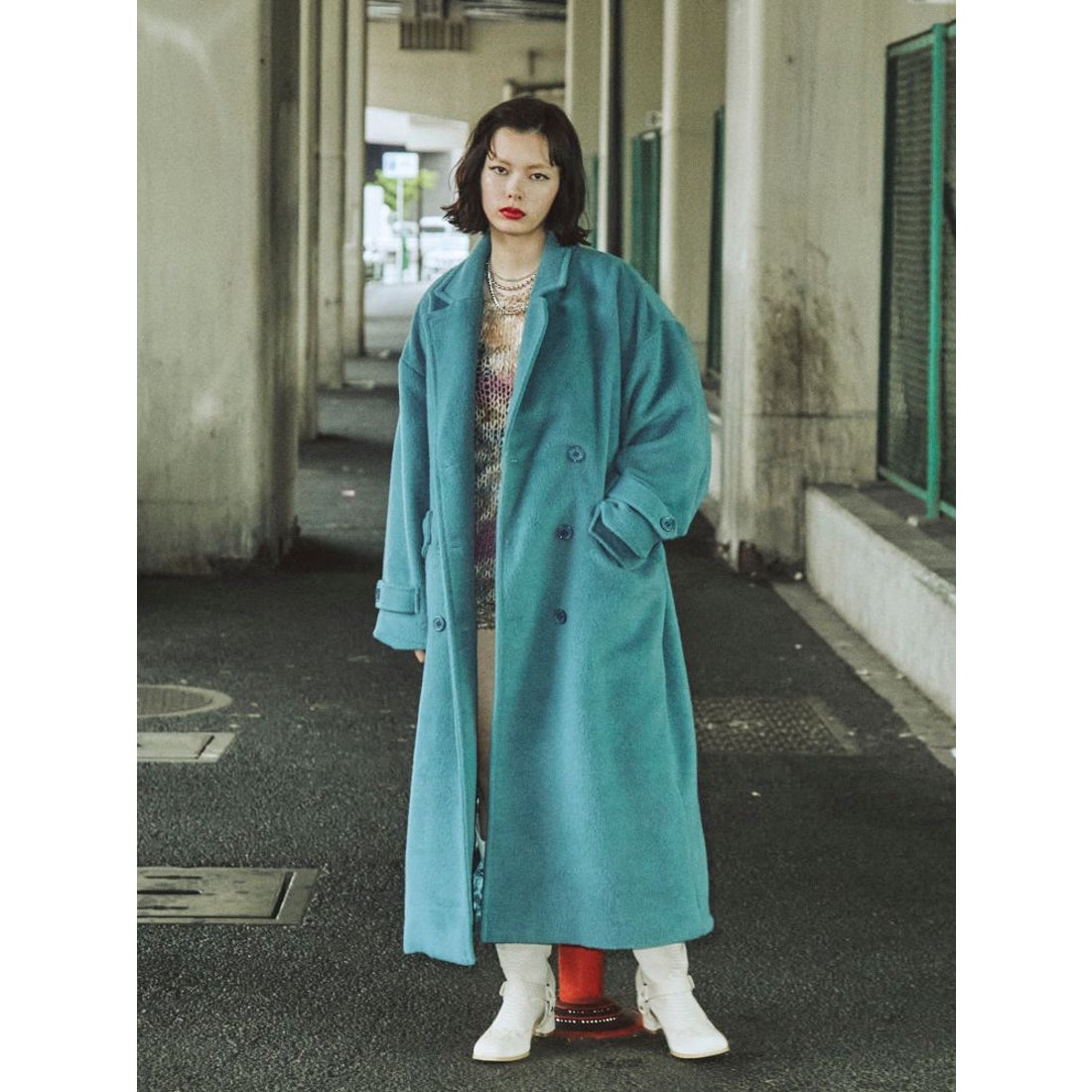 jouetie マキシチェスターコート（ブルー） -靴＆ファッション通販