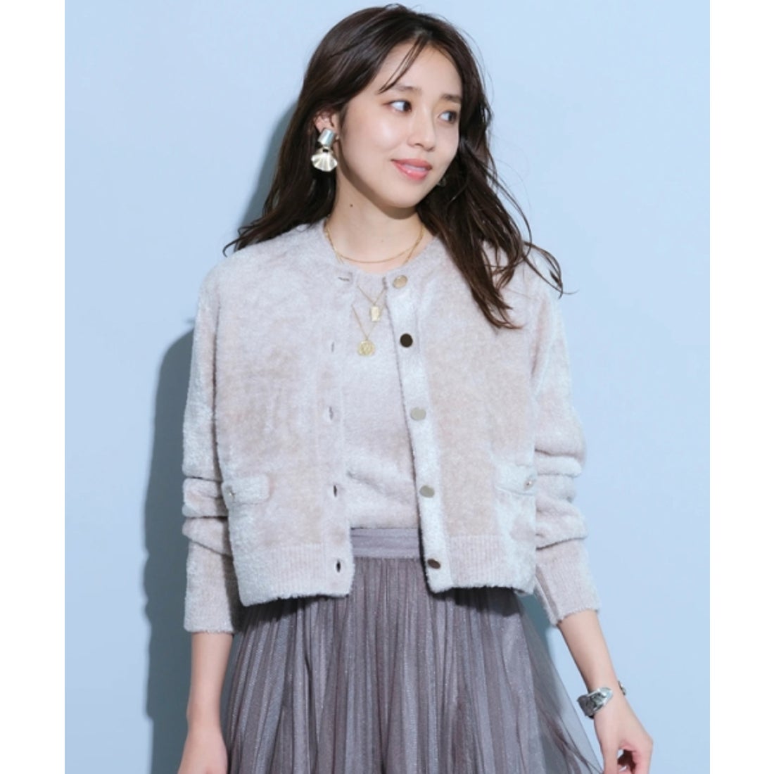 ジャスグリッティー カーディガン ファーリージャケットライクカーデ