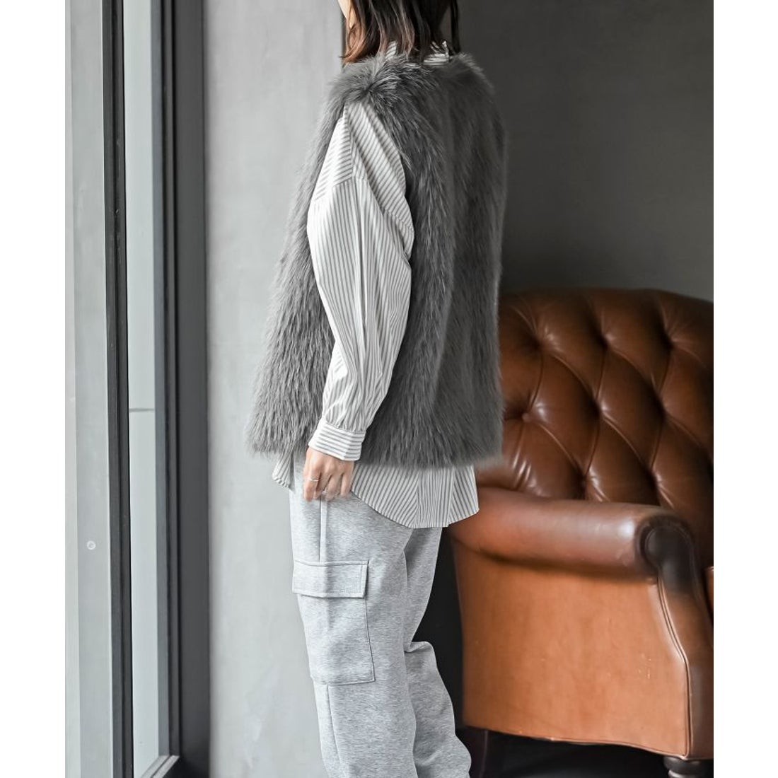 アールピーエス rps ロングフェイクファーベスト （アイボリー