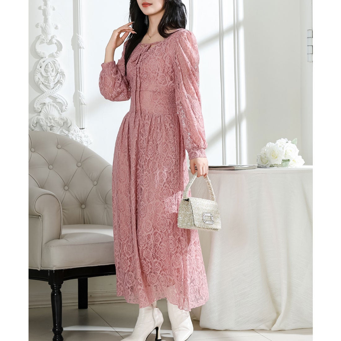 レースレディース Lace Ladies 総レース ウエスト 切り替え タック