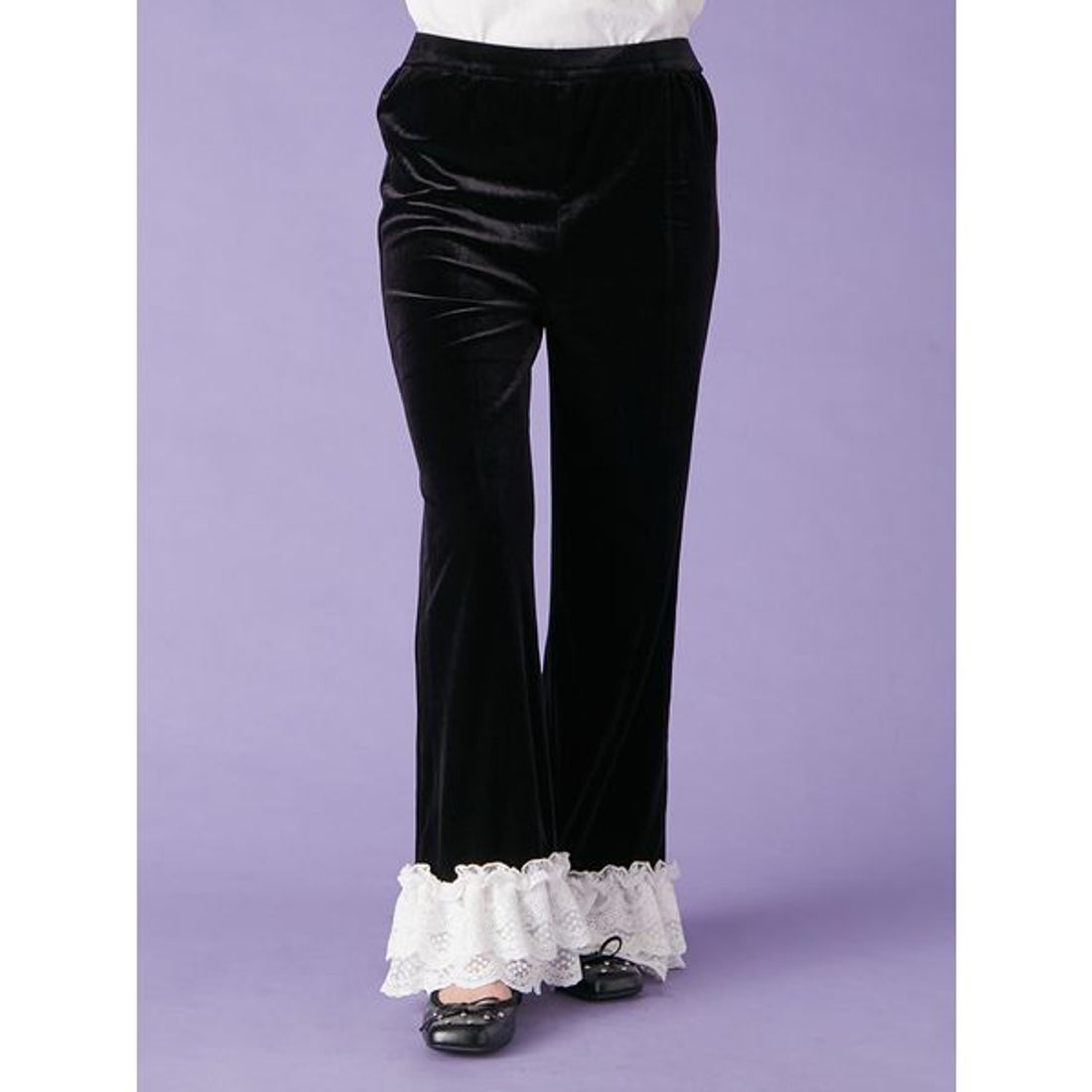 リリーブラウン LILY BROWN バリエーションフリルパンツ （BLK） -靴