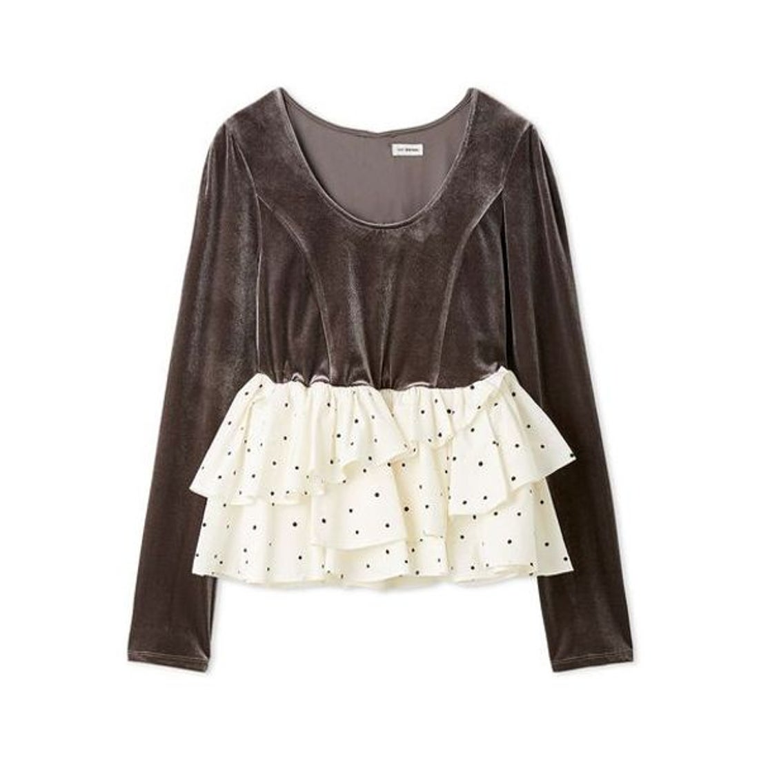 リリーブラウン LILY BROWN ベロアペプラムフリルトップス （CGRY
