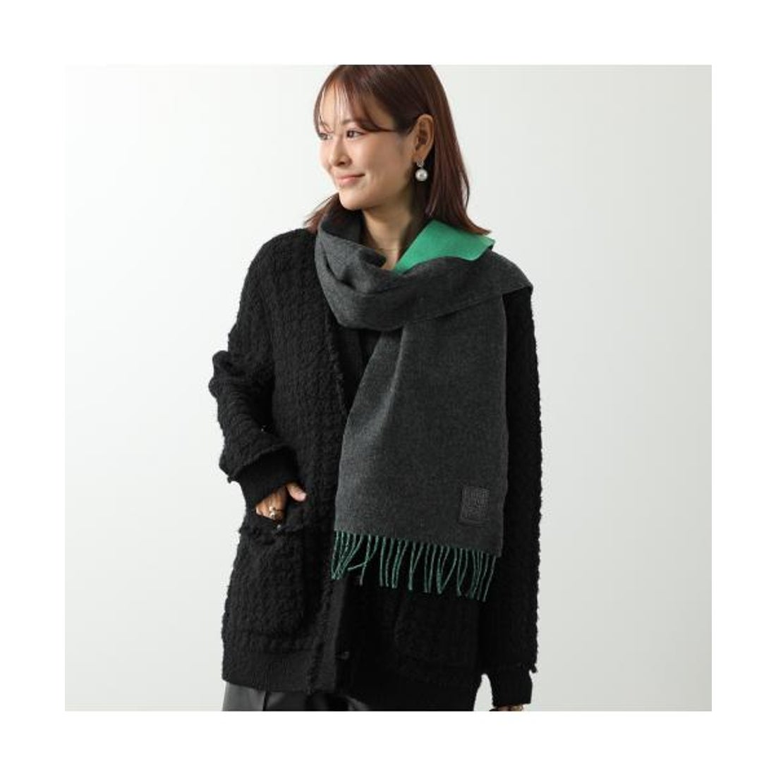 ロエベ LOEWE LOEWE マフラー F811251X06 アナグラム ロゴ フリンジ