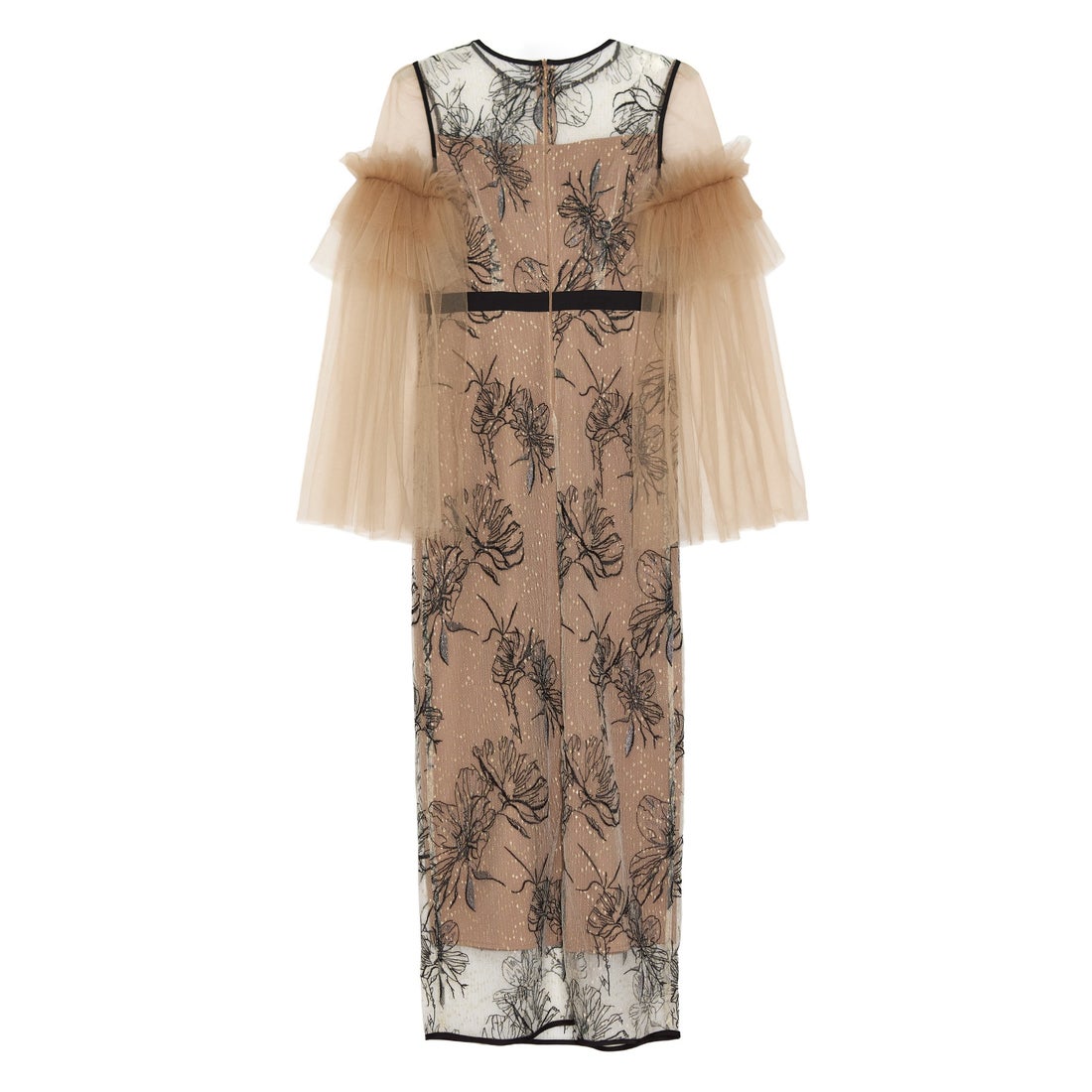 レジャ Leja フラワーチュールフリルスリーブIラインワンピースドレス