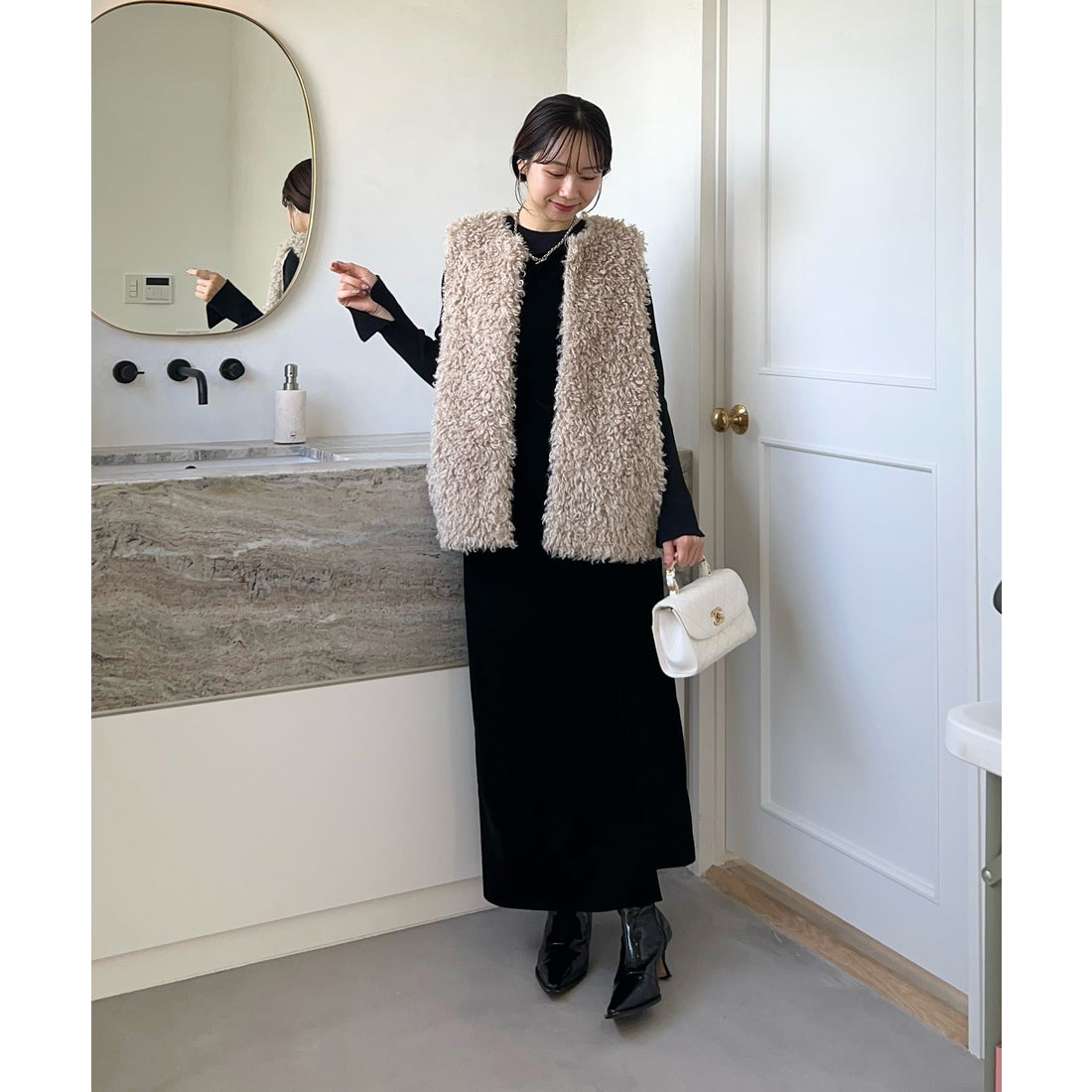 レジャ Leja アシンメトリーティアードフリル3WAYベロアIラインドレス